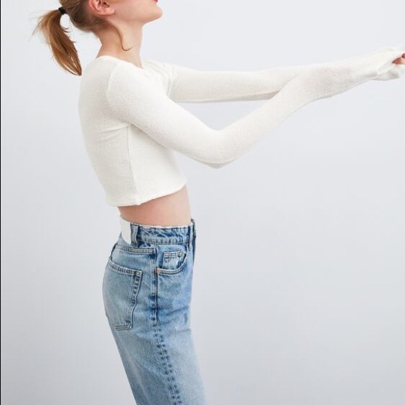 Zara White Textured Long Sleeve NWT - Picture 3 of 9